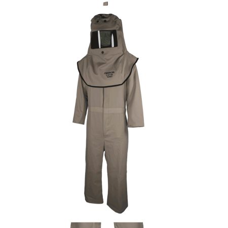 Meets ANSI /ISEA 125 Level 2 Conformity. Hoods utilize a patented True Color Grey arc flash face shield Technology which produces no color distortion while performing common work tasks and comes with a scratch resistant, anti-fog coating. Arc flash suit set comes equipped with a flame-resistant treated cotton hood, coat, and bib overalls. FLAME RETARDANT TREATED (FRT) FABRIC such as cotton has been treated with a flame-resistant chemical that is a chemical has been applied to the surface of the fabric so that it becomes resistant to flame. The flame retardant chemical may be washed out if improperly laundered.