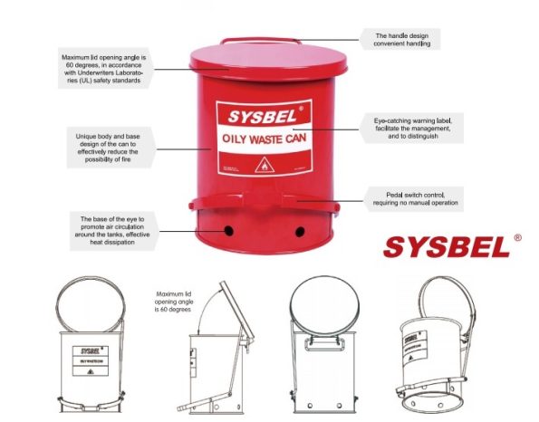 Sysbel Waste Can - Oily Waste Can (21Gal/79.3L)